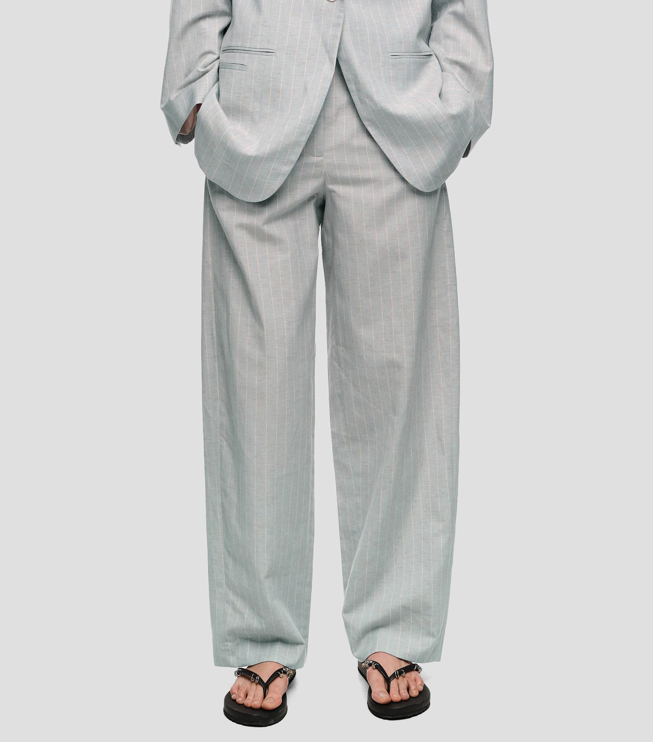 Pantalón pinzas rayas Mujer